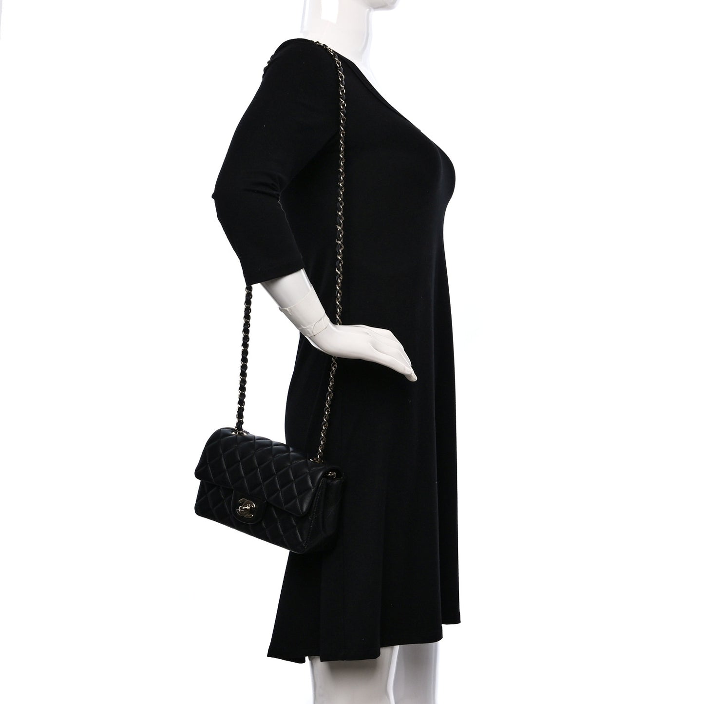 Lambskin Quilted Mini Rectangular Flap Black