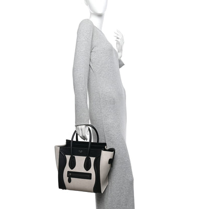 Celine Textile Smooth Calfskin Micro Bi-Color Luggage Natural 2 of 9