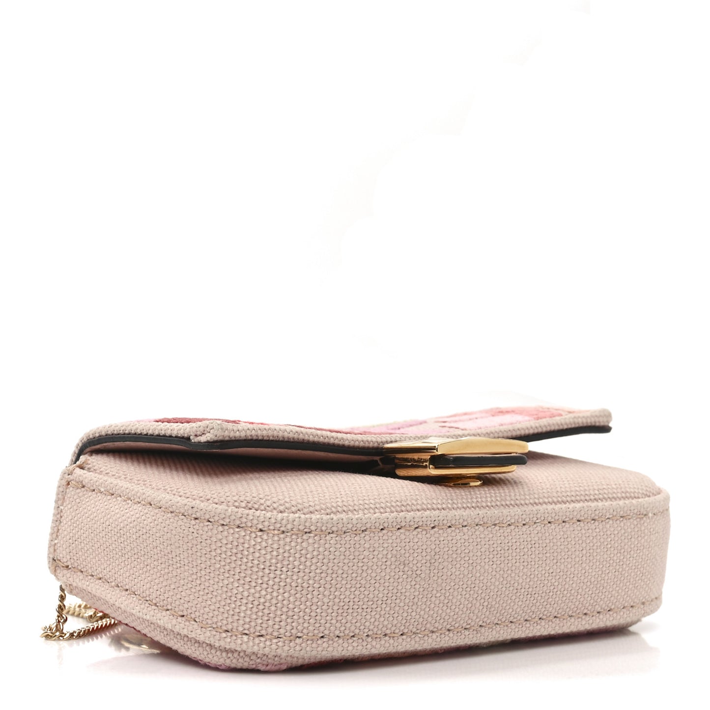 Canvas Vitello King FF Multicolor Embroidered Nano Baguette Charm Rosa Quarzo Bloody Mary Multicolor