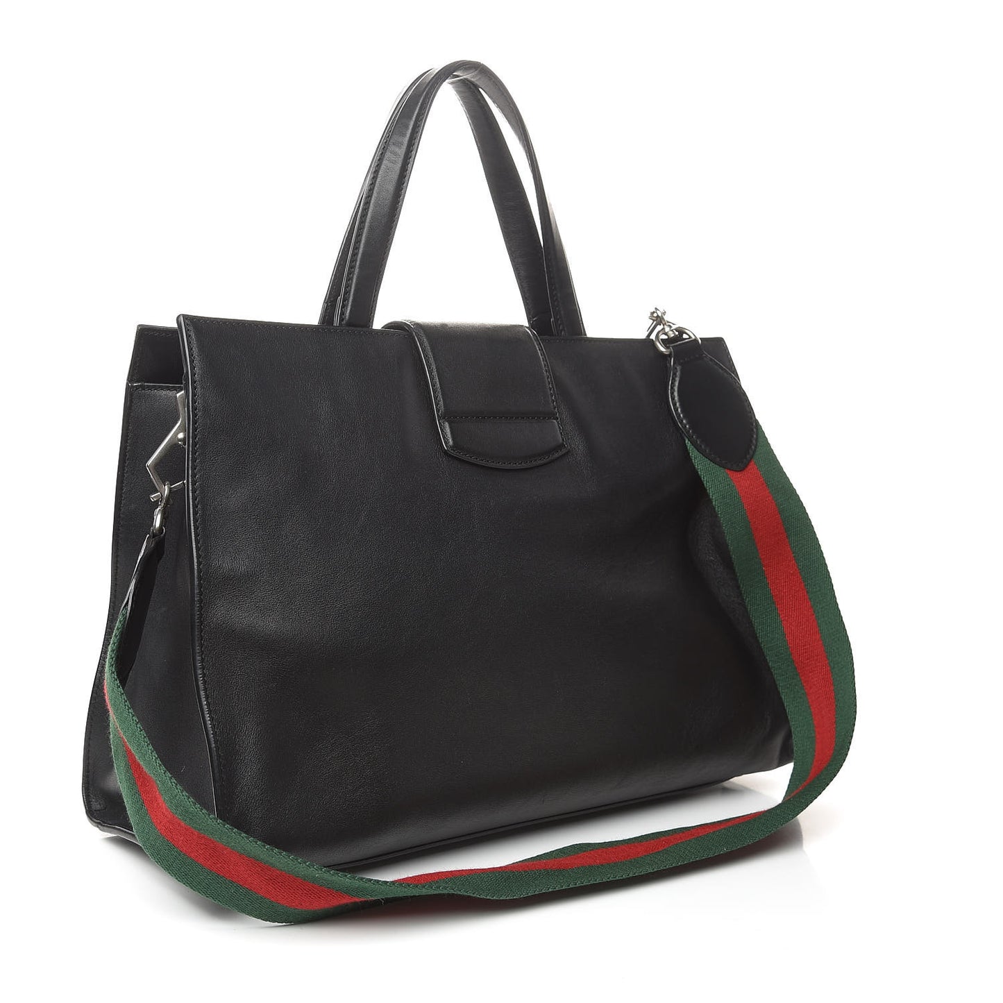 Calfskin Web Stripe Large Dionysus Tote Bag Black