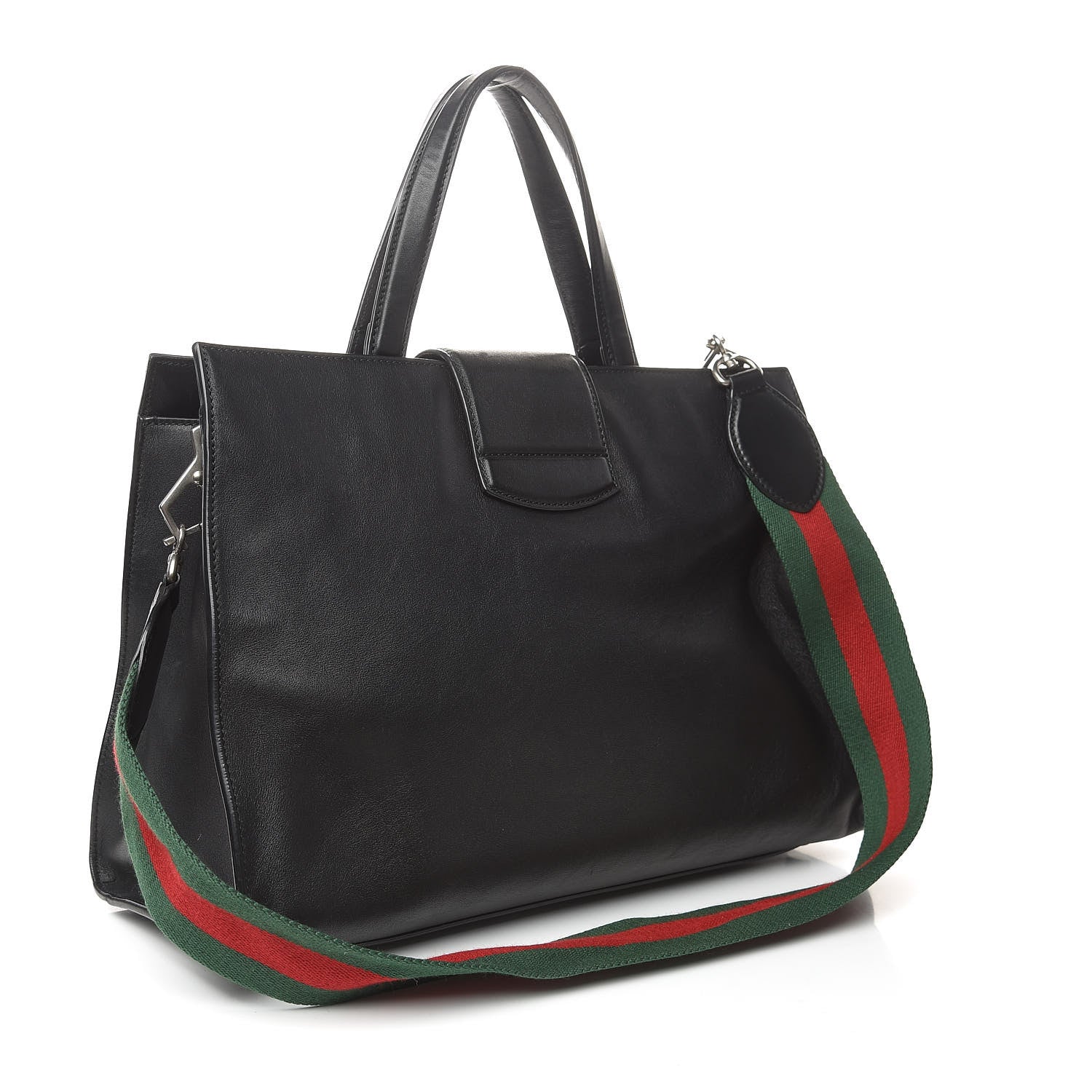 Gucci Calfskin Web Stripe Large Dionysus Tote Bag Black 3 of 12