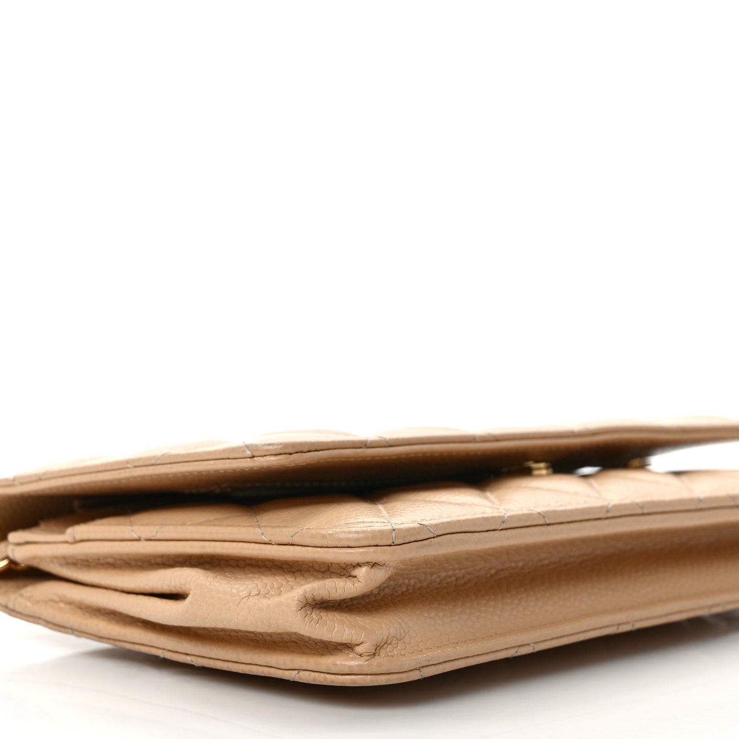 Caviar Quilted Wallet on Chain WOC Dark Beige