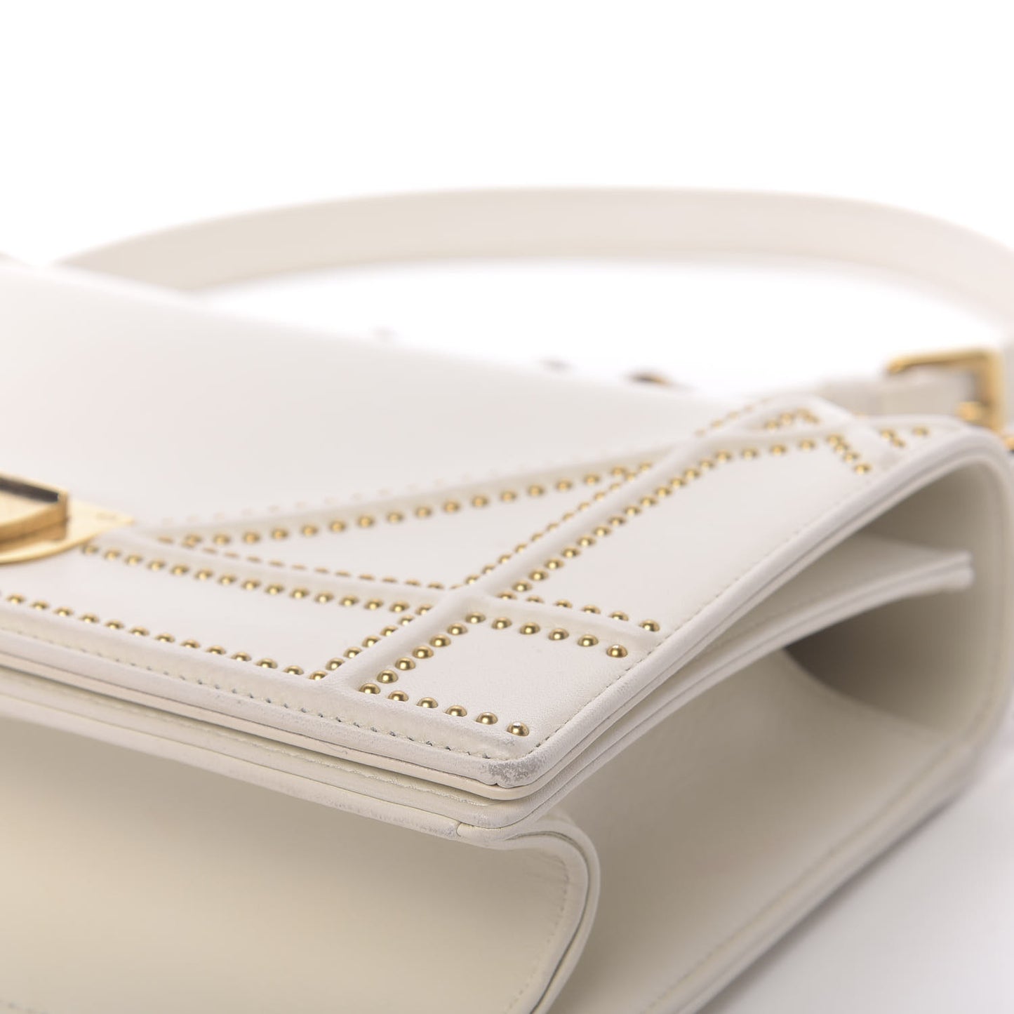 Lambskin Studded Medium Diorama Flap Bag Latte
