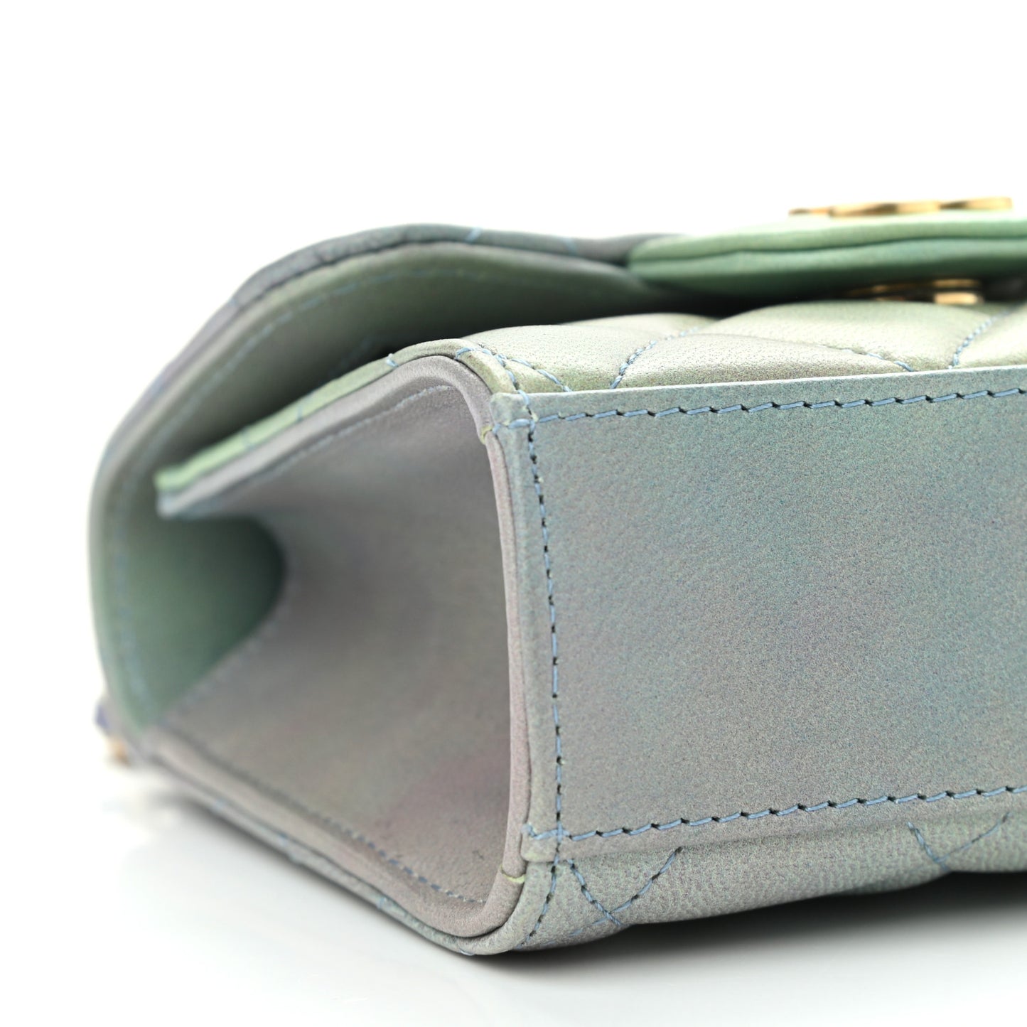 Lambskin Quilted Ombre Top Handle Flap Clutch With Chain Green Purple