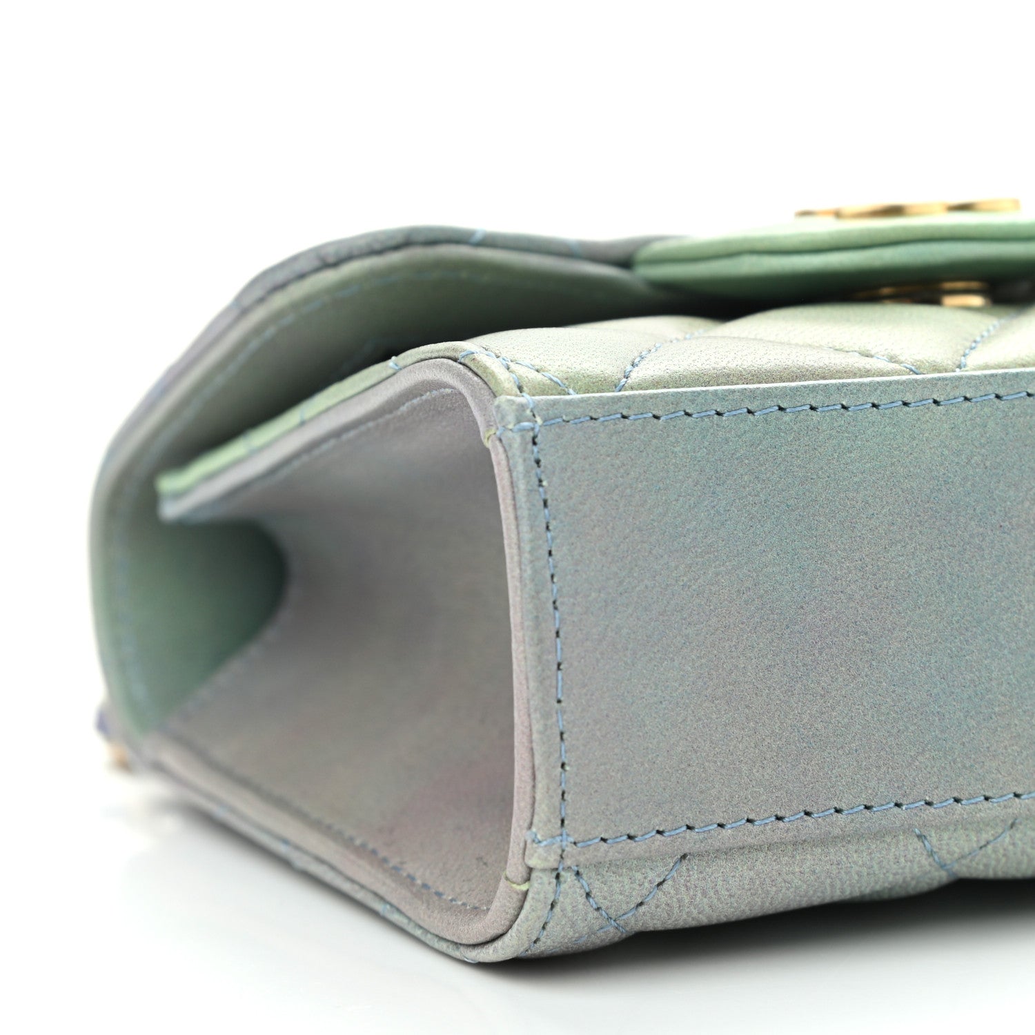 Chanel Lambskin Quilted Ombre Top Handle Flap Clutch With Chain Green Purple 9 of 12