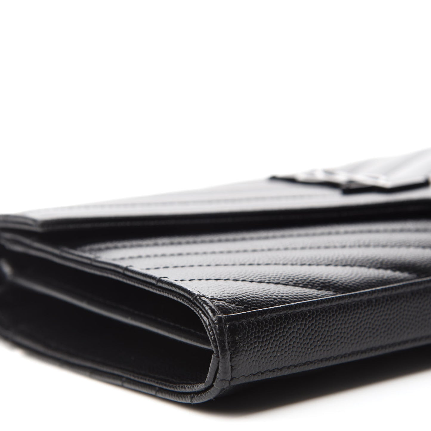 Grain De Poudre Matelasse Chevron Monogram Chain Wallet Black