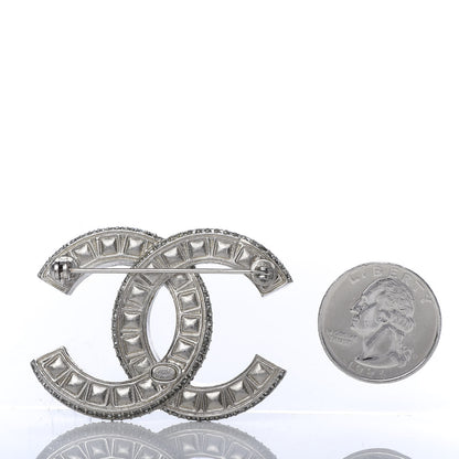 Chanel Baguette Crystal CC Brooch Silver Black 2 of 3