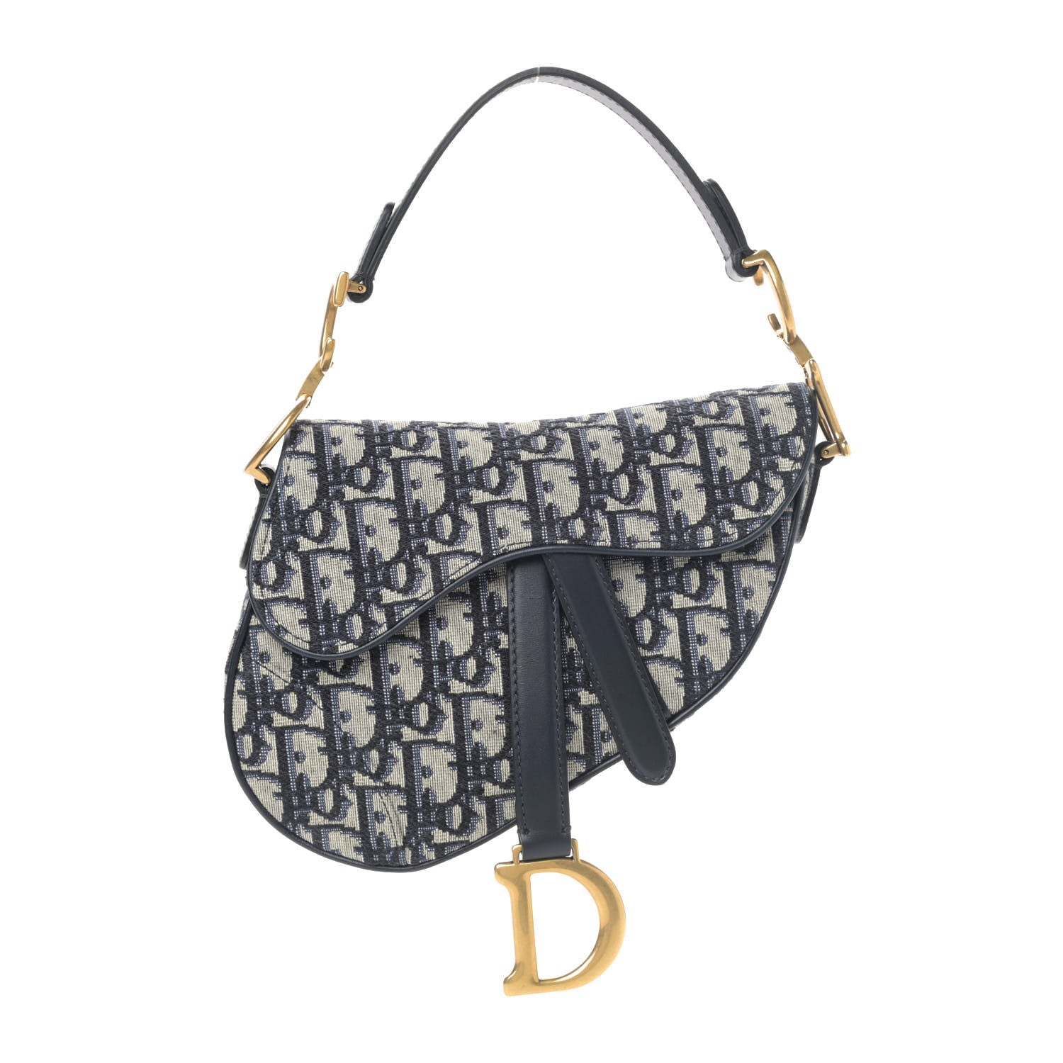 Christian Dior Oblique Mini Saddle Bag Blue 1 of 4