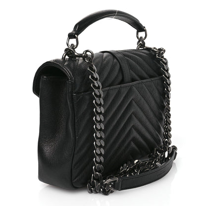 Saint Laurent Sheepskin Matelasse Chevron Monogram Medium College Bag Black 3 of 11