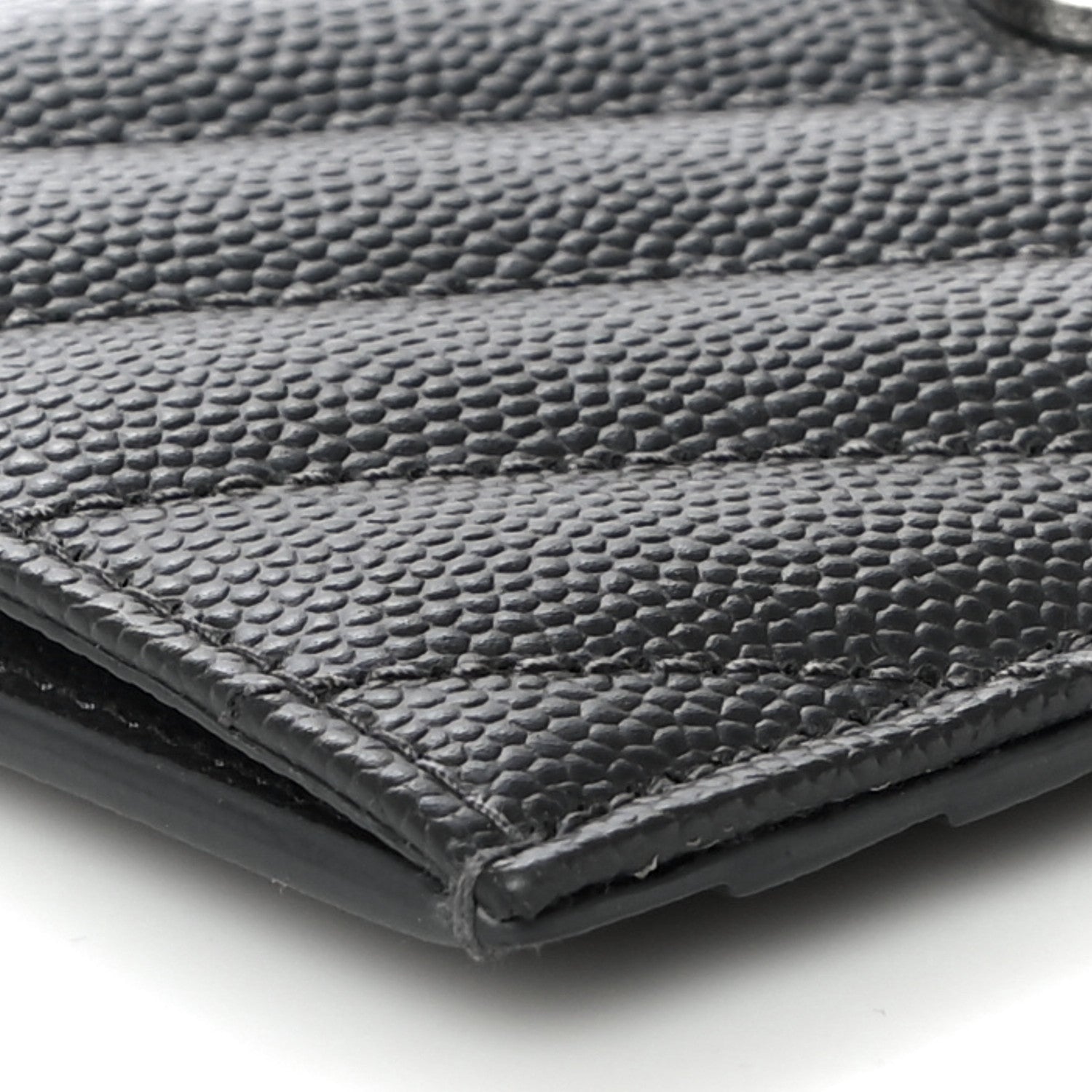 Saint Laurent Grain De Poudre Matelasse Chevron Monogram Fragments Zippered Card Case Fog 8 of 10
