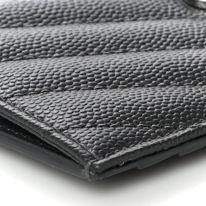 Saint Laurent Grain De Poudre Matelasse Chevron Monogram Fragments Zippered Card Case Fog 8 of 10