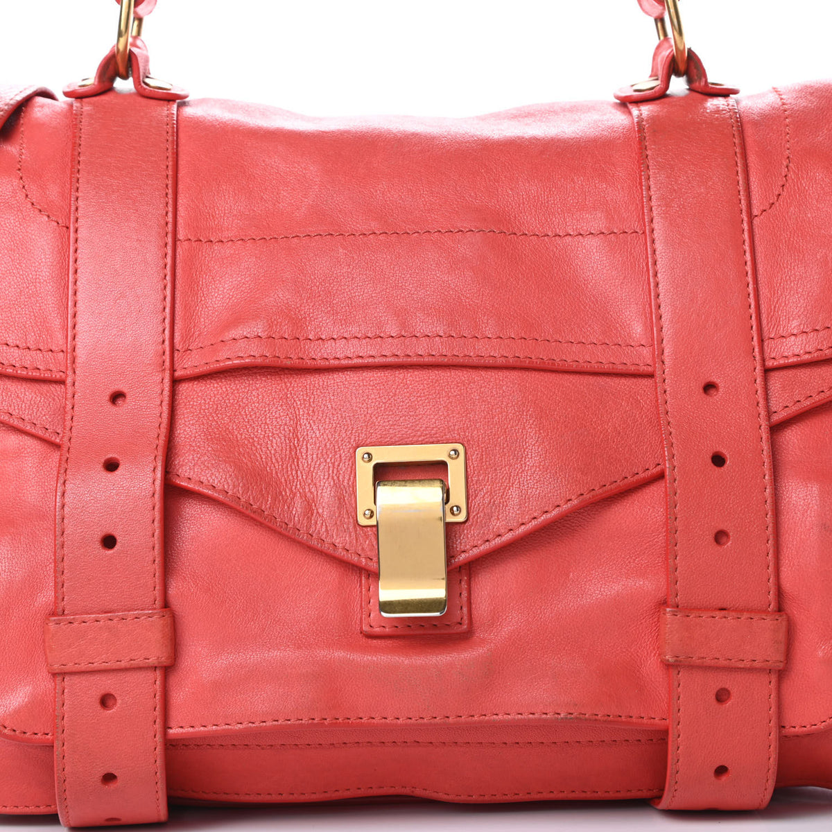 Lambskin Medium PS1 Satchel Deep Coral