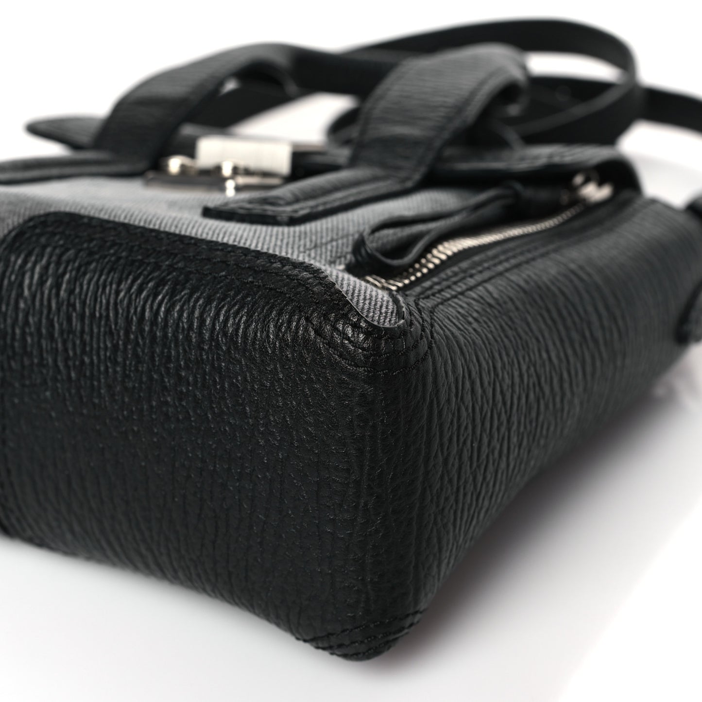 Textured Calfskin Denim Mini Pashli Satchel Black