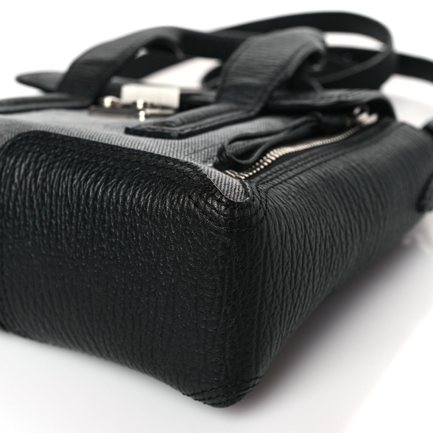 3.1 Phillip Lim Textured Calfskin Denim Mini Pashli Satchel Black 9 of 10