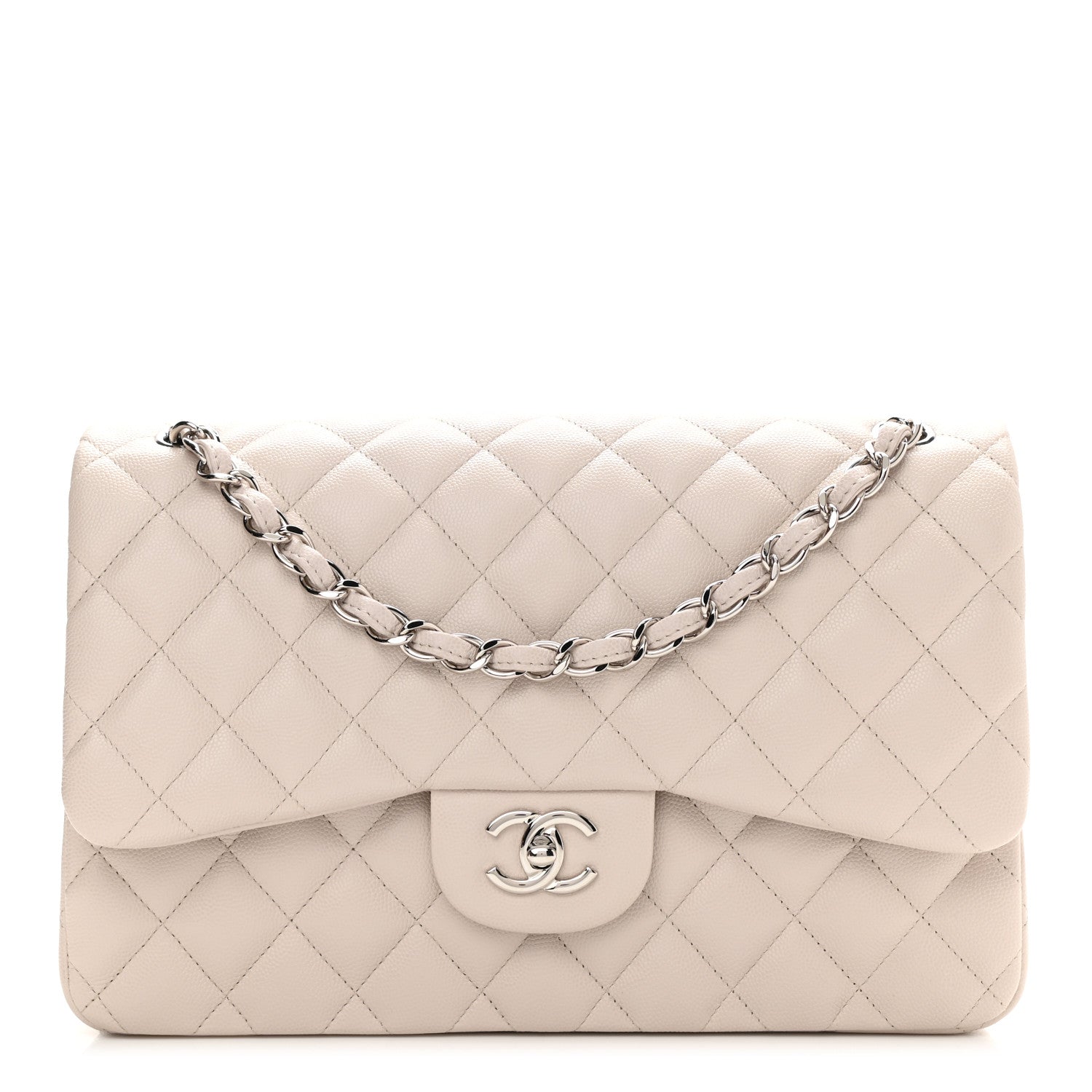 Chanel Caviar Quilted Jumbo Double Flap Ivory 1 of 8