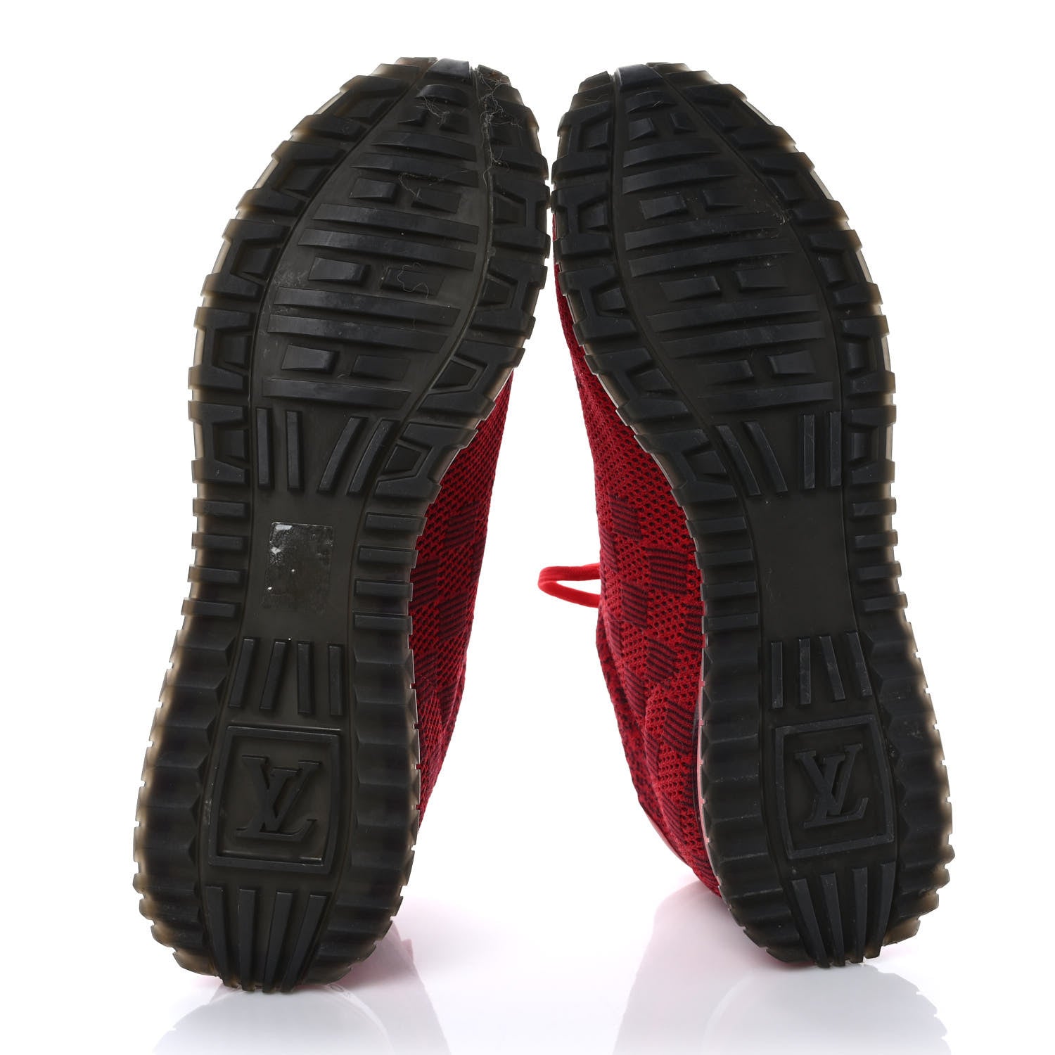 Louis Vuitton Fabric Calfskin Damier Mens Run Away Sneakers 12 Red 6 of 9
