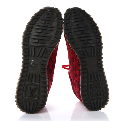 Louis Vuitton Fabric Calfskin Damier Mens Run Away Sneakers 12 Red 6 of 9