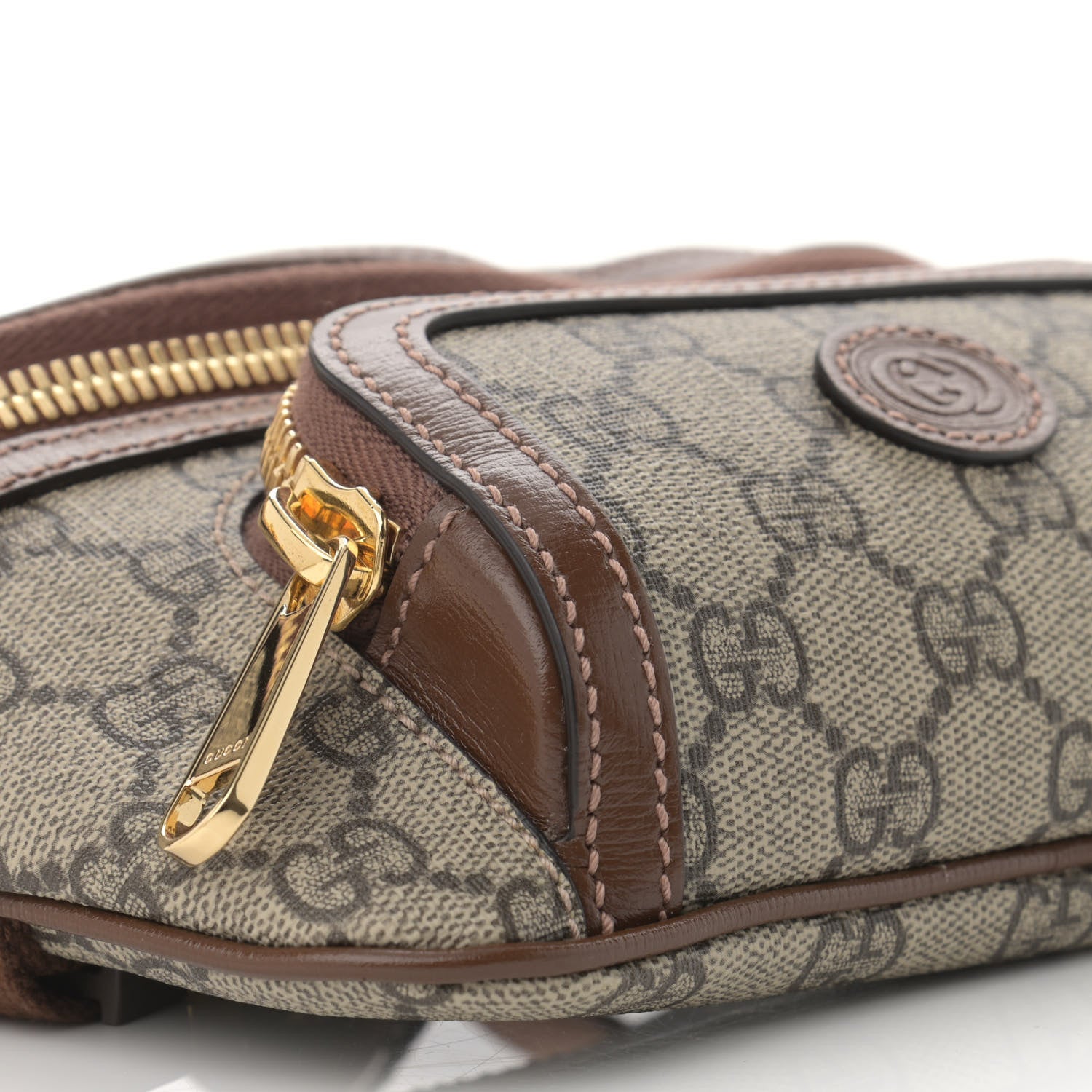 Gucci GG Supreme Monogram Textured Calfskin Retro Interlocking G Belt Bag Beige Ebony Brown Sugar 11 of 14
