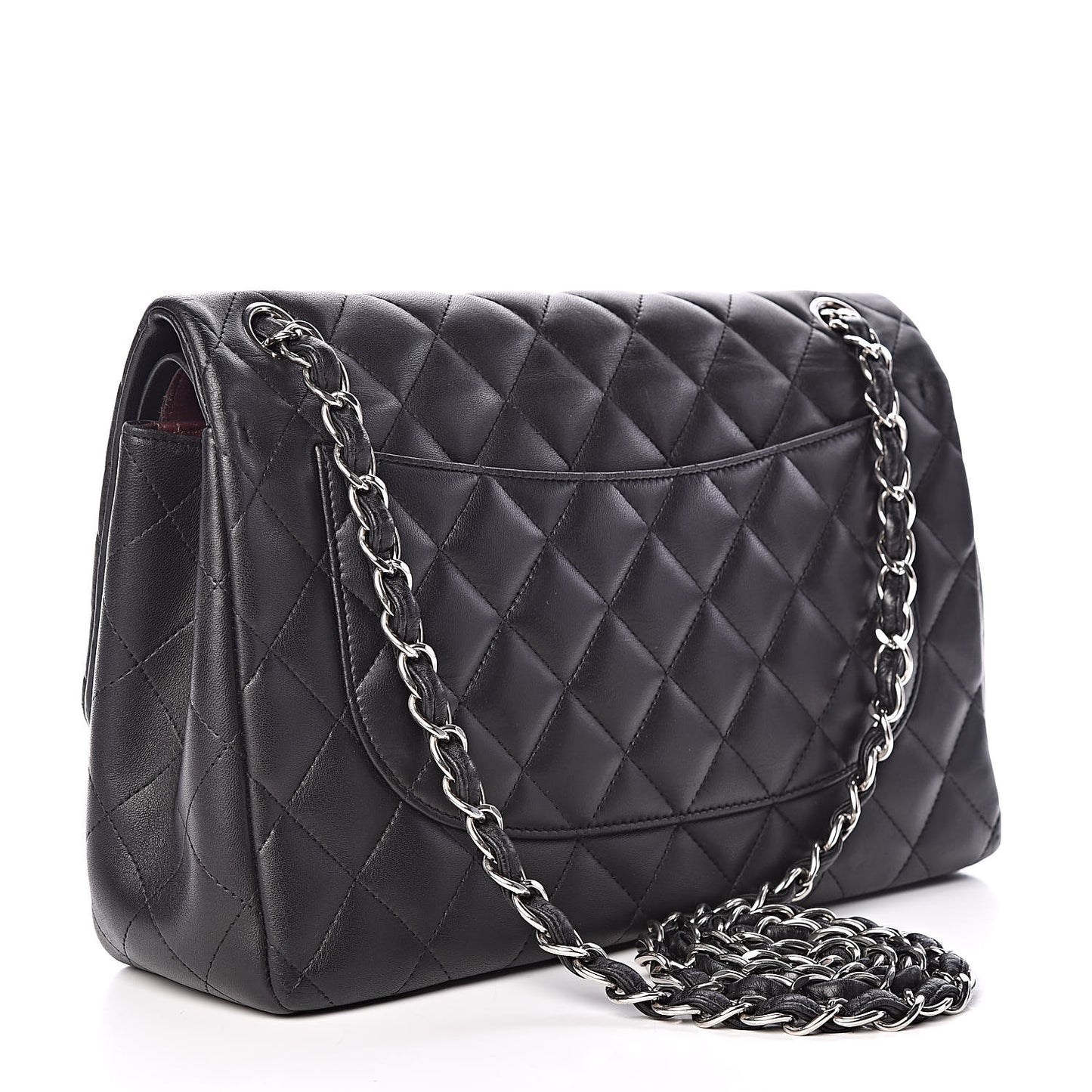Lambskin Quilted Jumbo Double Flap Black