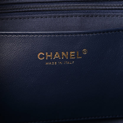 Chanel Washed Denim Quilted Large Trendy Pockets Hobo Dark Blue 5 of 10