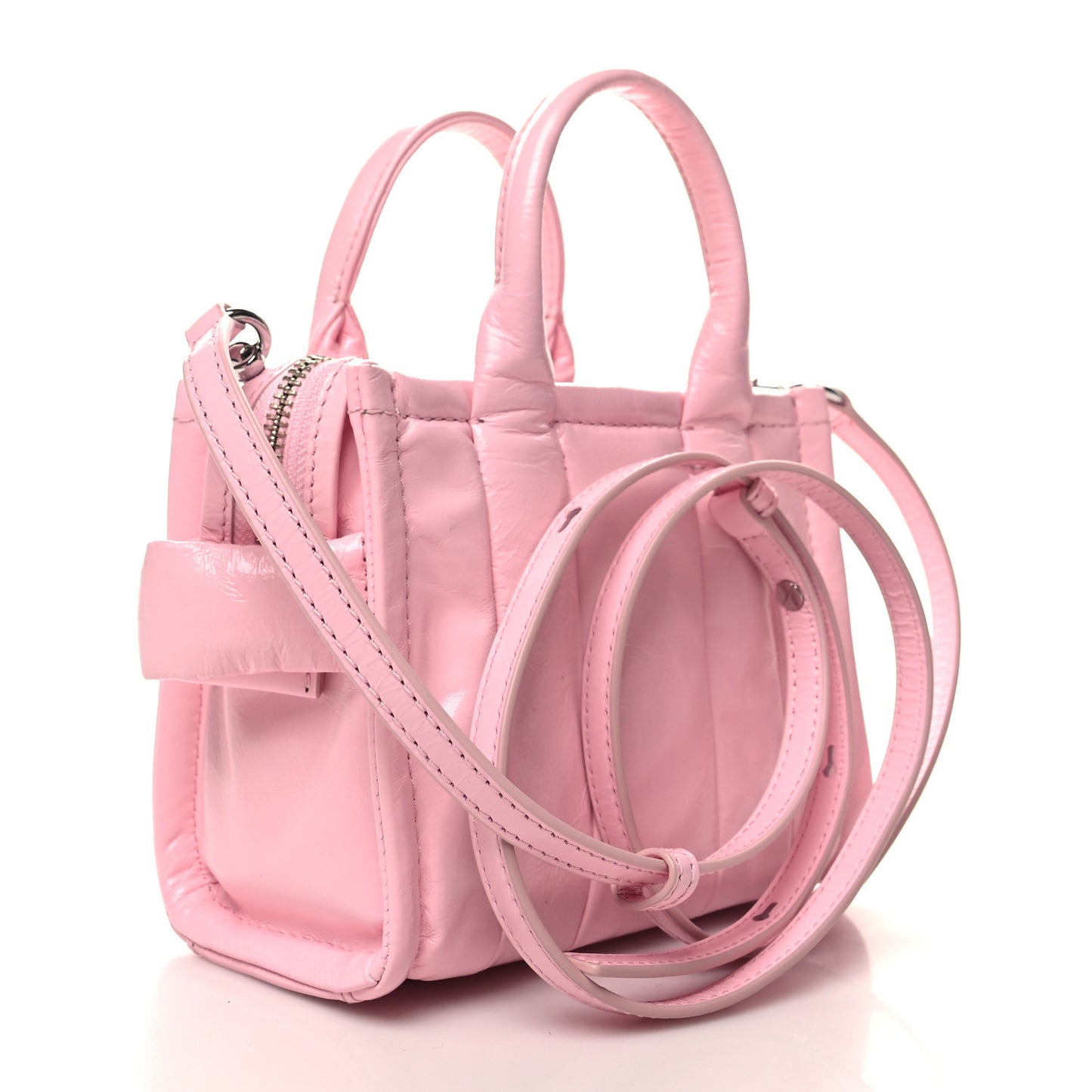 Shiny Crinkled Calfskin Mini The Tote Bag Pink