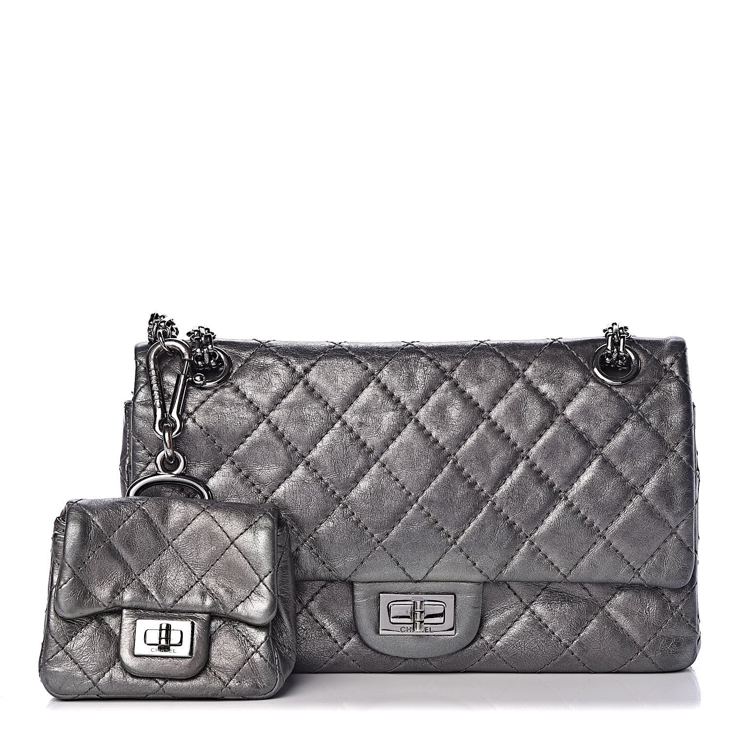 Chanel Metallic Aged Calfskin Quilted 2.55 Reissue 225 Flap Dark Silver 1 of 16