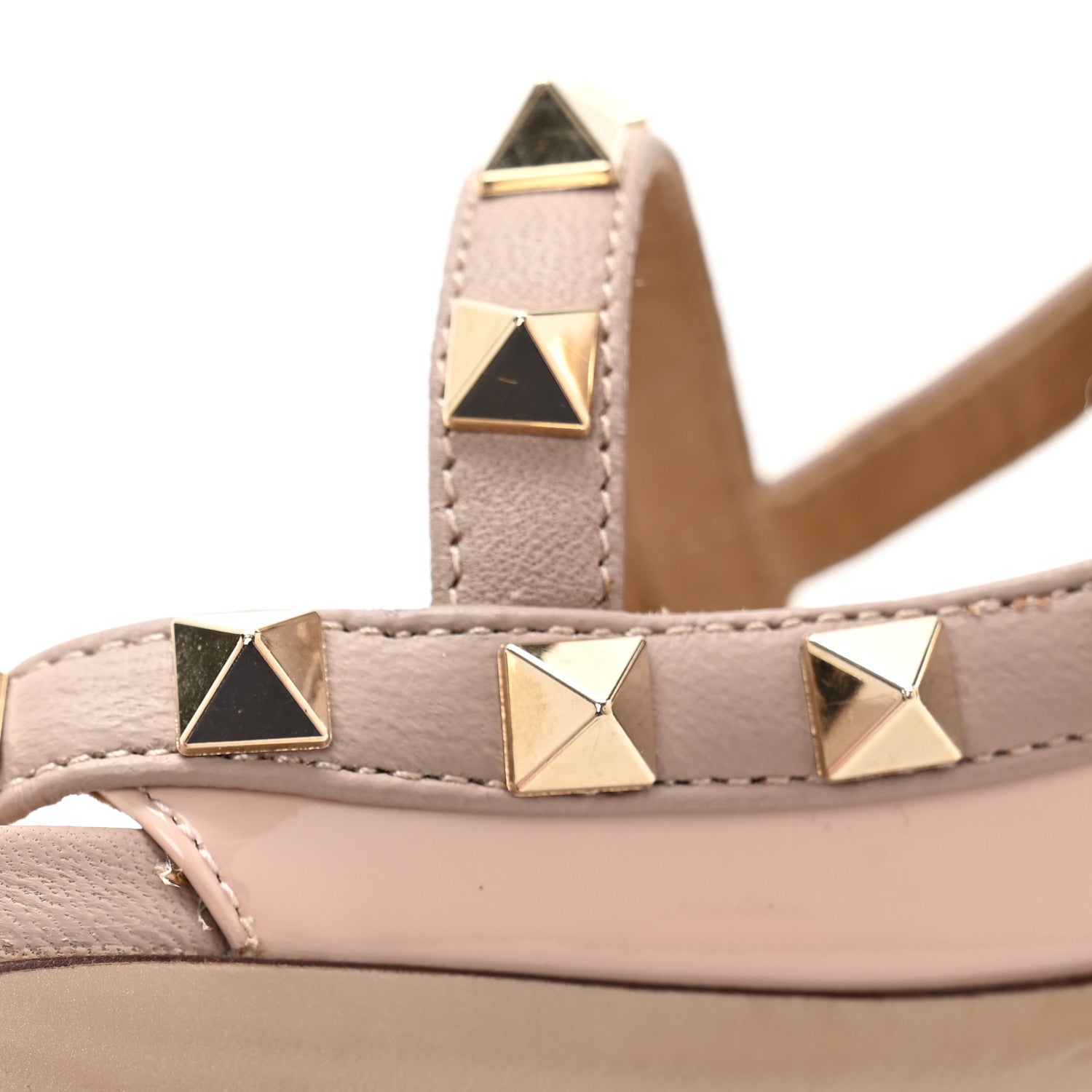 VALENTINO パンプス　ピンクベージュ　35 Valentino Garavani Patent Nappa Rockstud Ankle Strap 100mm Pumps
