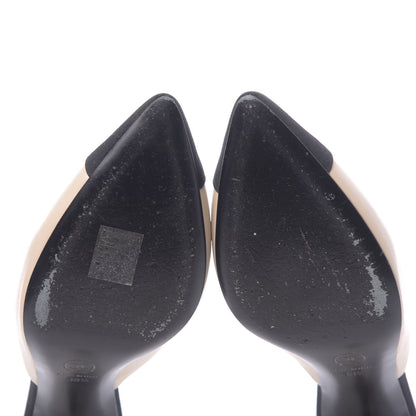 Chanel Lambskin Grosgrain Cap Toe Pearl Mule 38.5 Beige Black 10 of 11