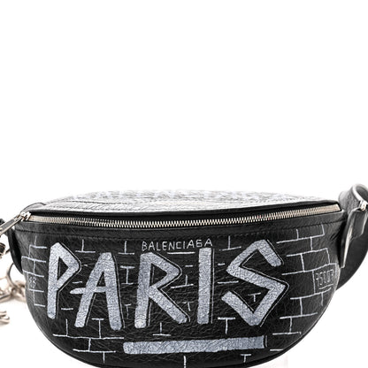 Balenciaga Agneau Arena Graffiti All Over XXS Souvenir Belt Bag Black White 7 of 12