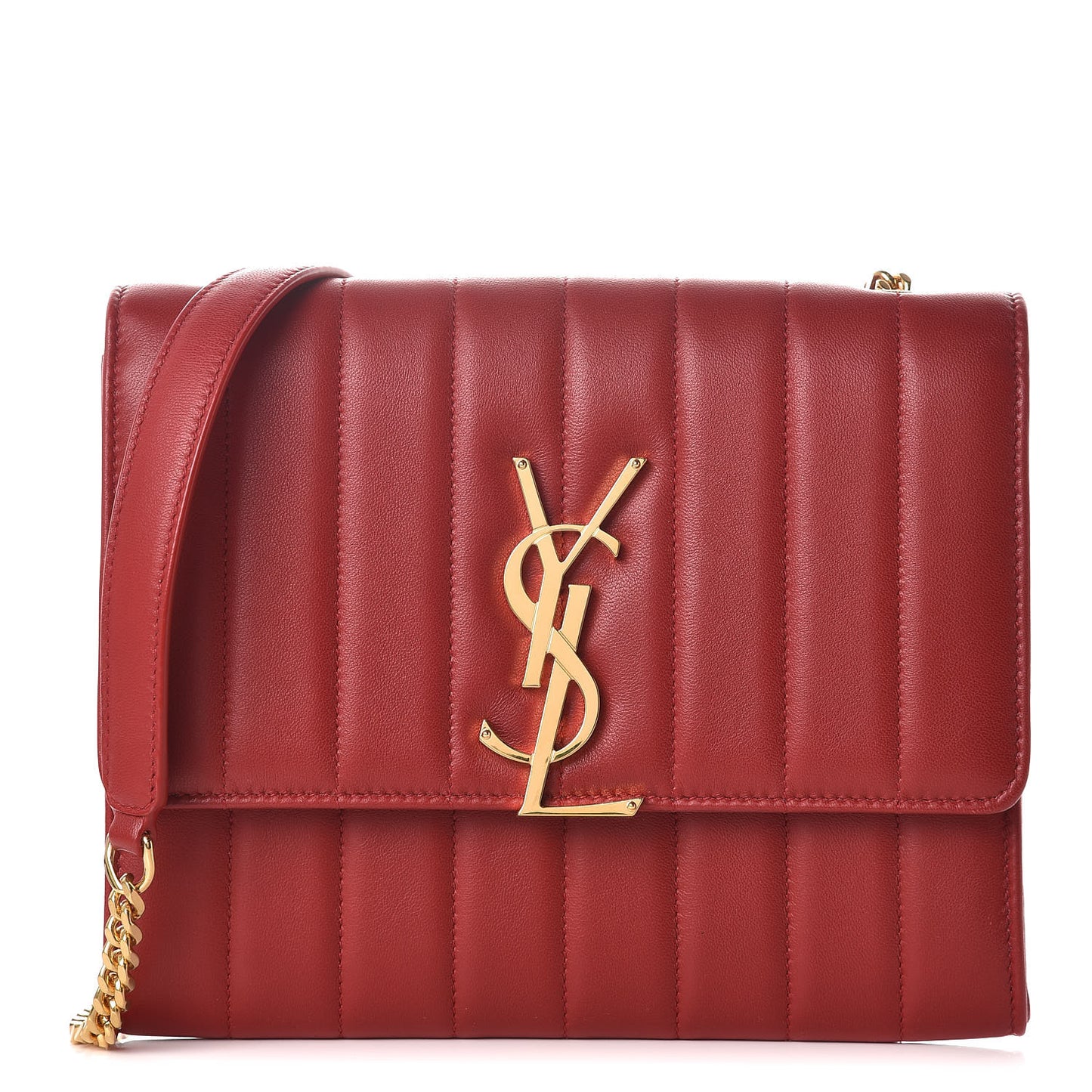 Lambskin Matelasse Monogram Vicky Chain Wallet Rouge Eros