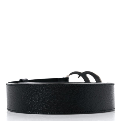 Gucci Textured Dollar Calfskin Nickel Double G 40mm Belt 95 38 Black 2 of 5