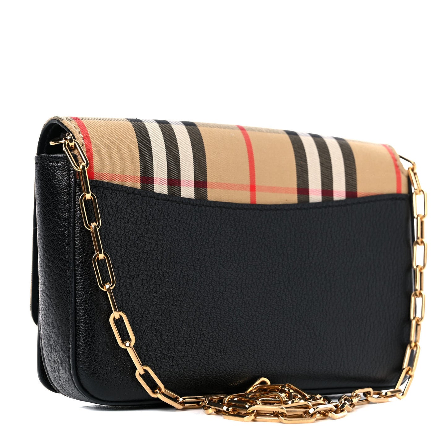 Goatskin Cotton Canvas Vintage Check D-Ring Mini Bag Black Antique Yellow