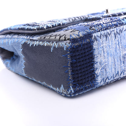 Chanel Denim Tweed Patchwork Jumbo Single Flap Blue 5 of 9