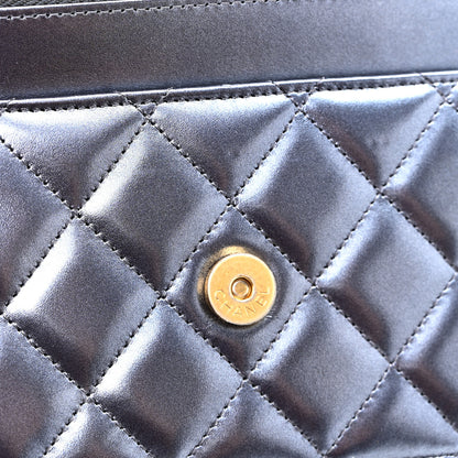 Chanel Metallic Calfskin Quilted Wallet On Chain WOC Navy Blue 12 of 12