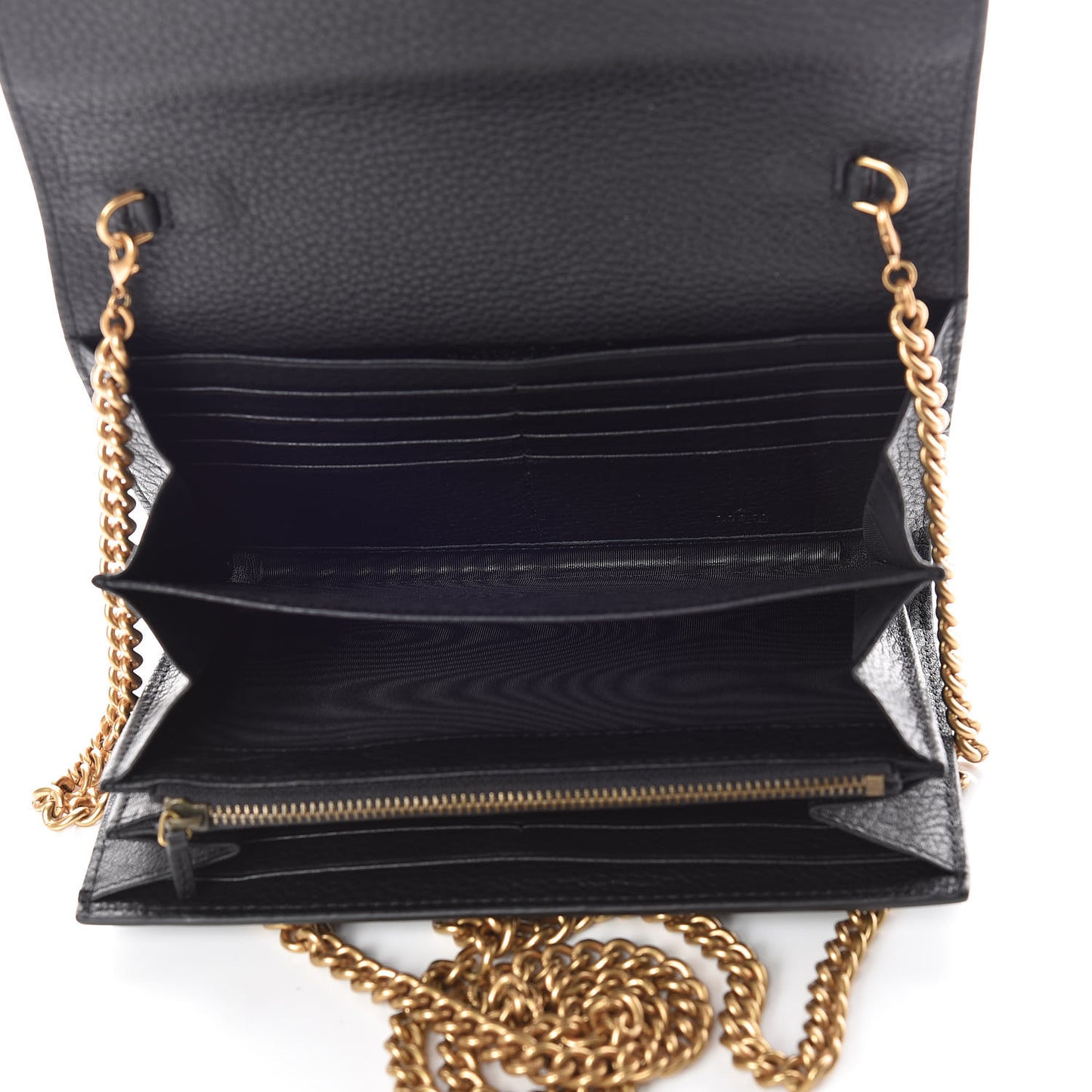 Calfskin GG Marmont Chain Wallet Black
