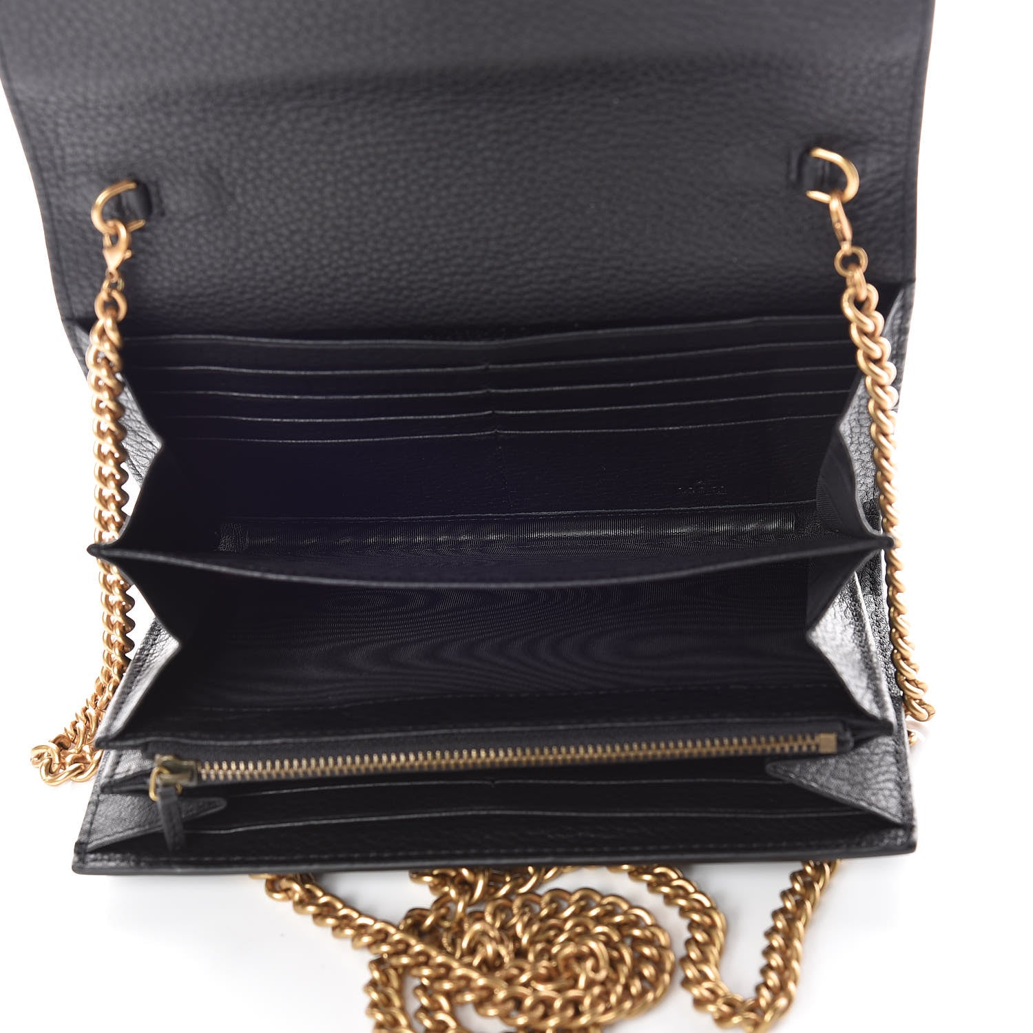 Gucci Calfskin GG Marmont Chain Wallet Black 7 of 9