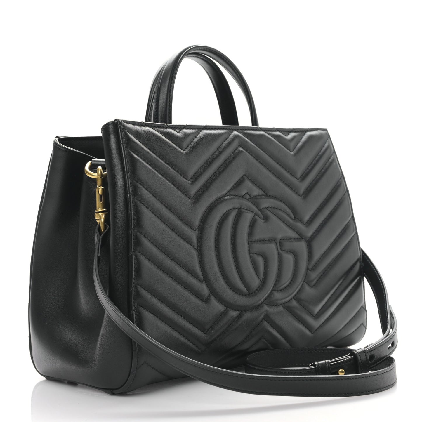 Calfskin Matelasse Small GG Marmont Tote Black
