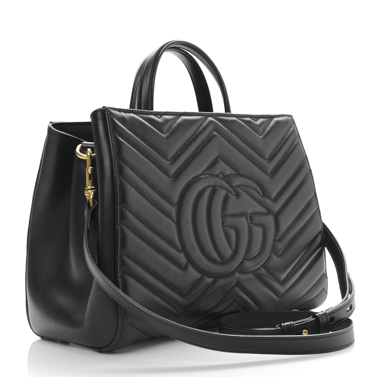 Gucci Calfskin Matelasse Small GG Marmont Tote Black 3 of 9