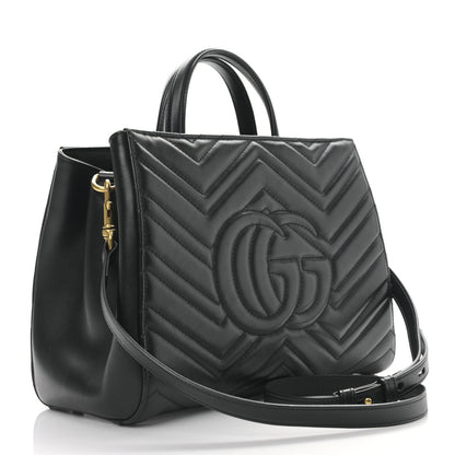Gucci Calfskin Matelasse Small GG Marmont Tote Black 3 of 9