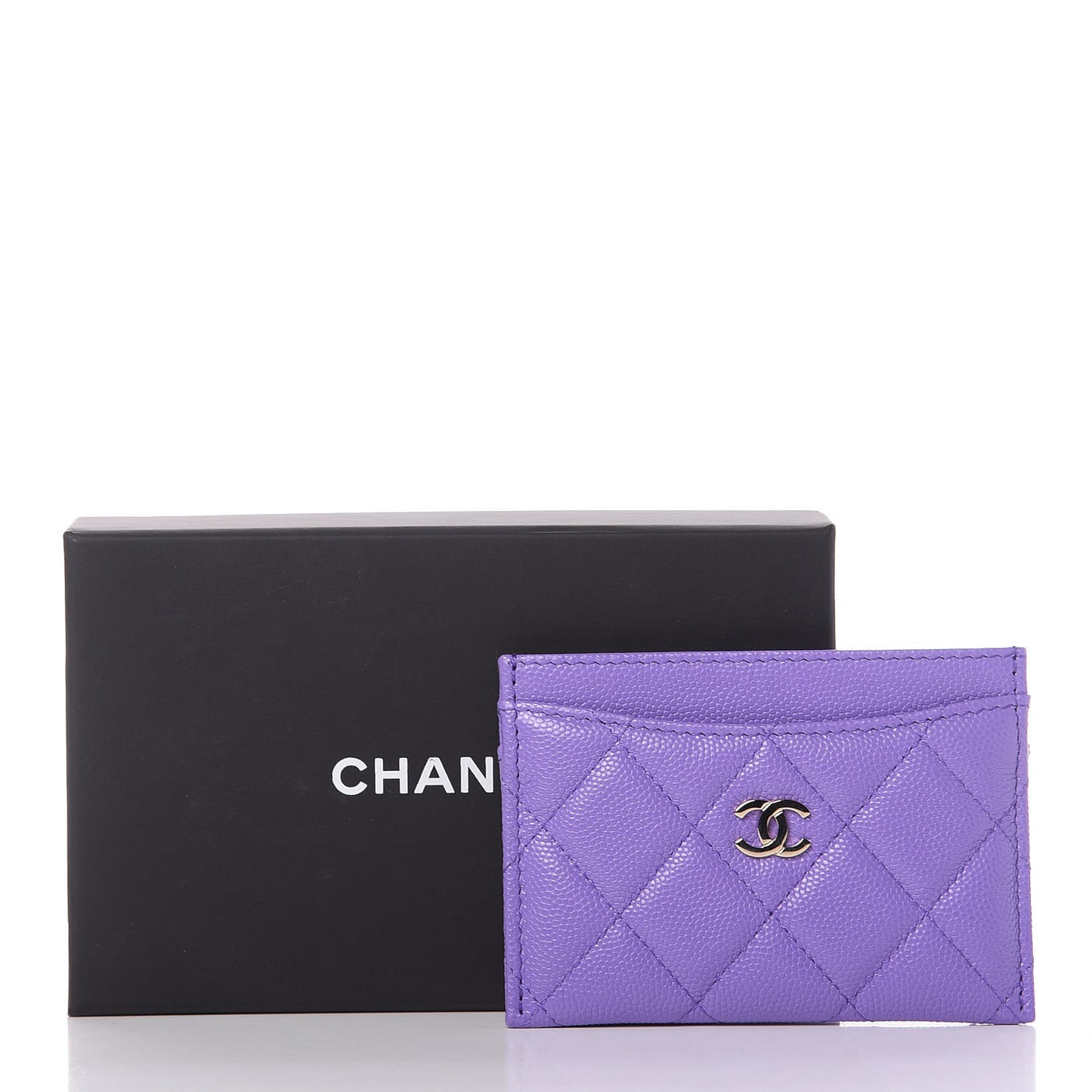 Caviar Quilted Card Holder Purple