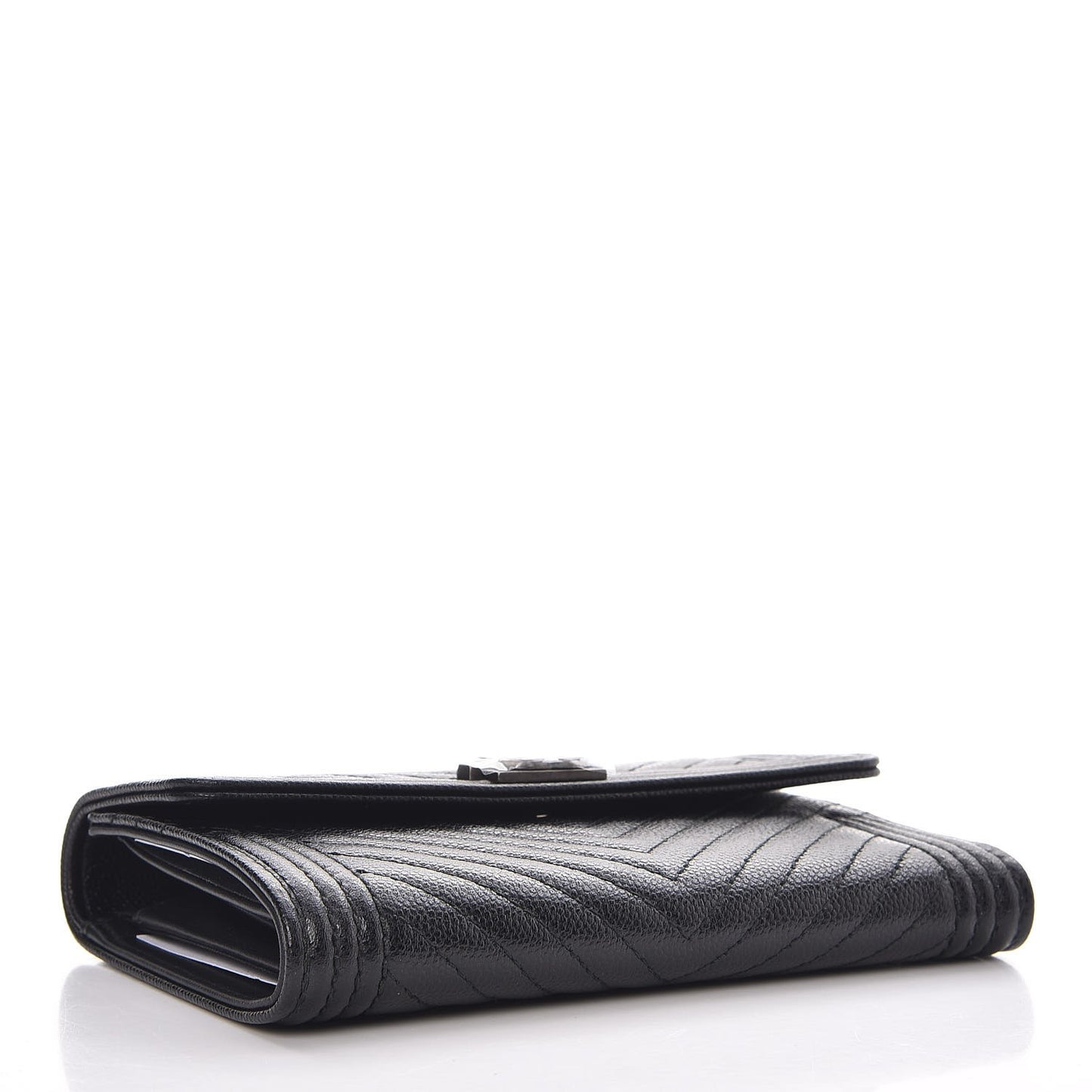 Caviar Chevron Quilted Medium Boy Flap Wallet Black