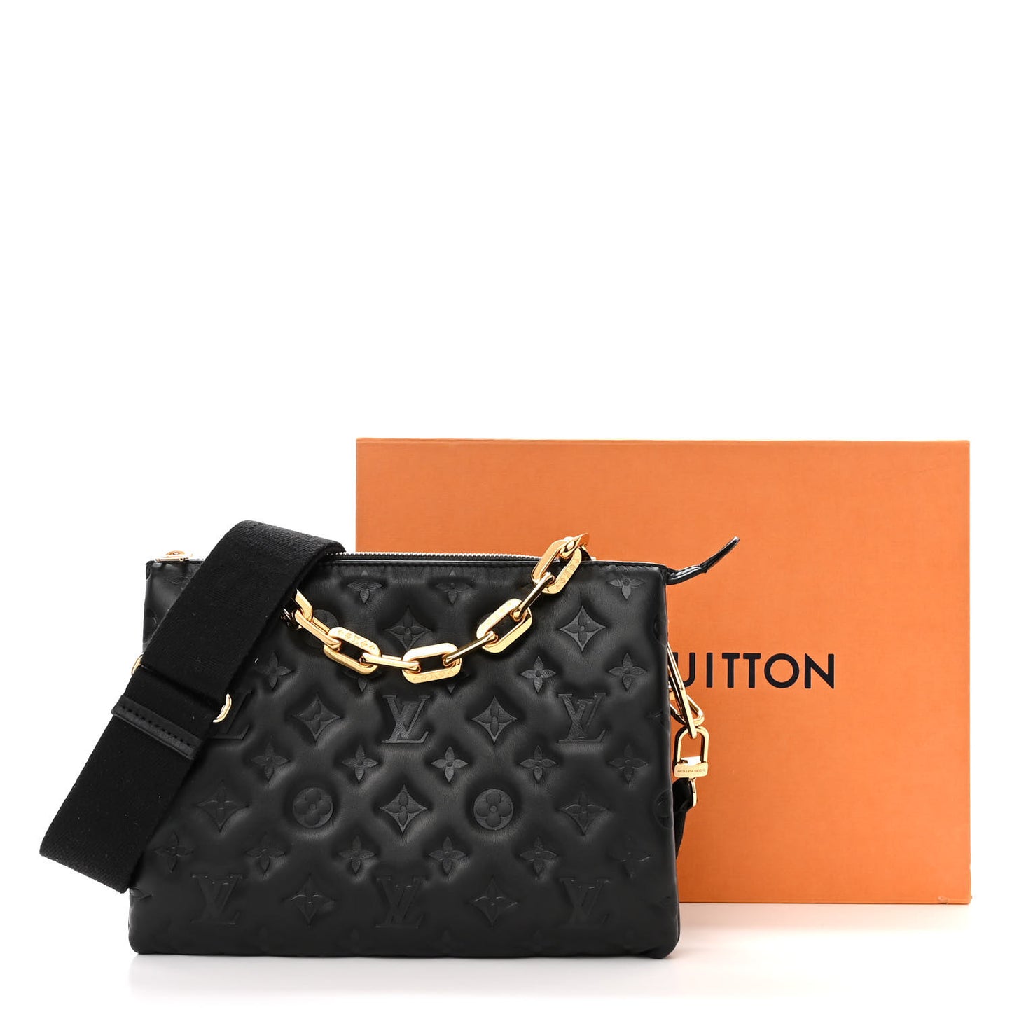 Lambskin Embossed Monogram Coussin PM Black