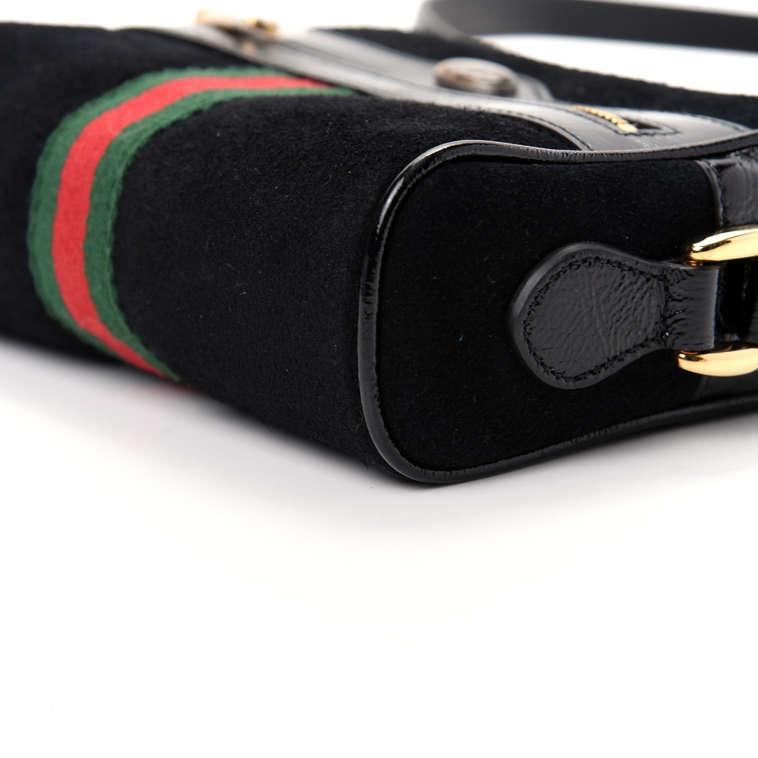 Gucci Suede Patent Web Mini Ophidia Shoulder Bag Black 7 of 9