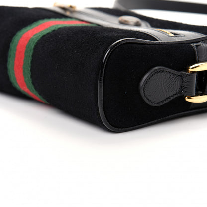 Gucci Suede Patent Web Mini Ophidia Shoulder Bag Black 7 of 9