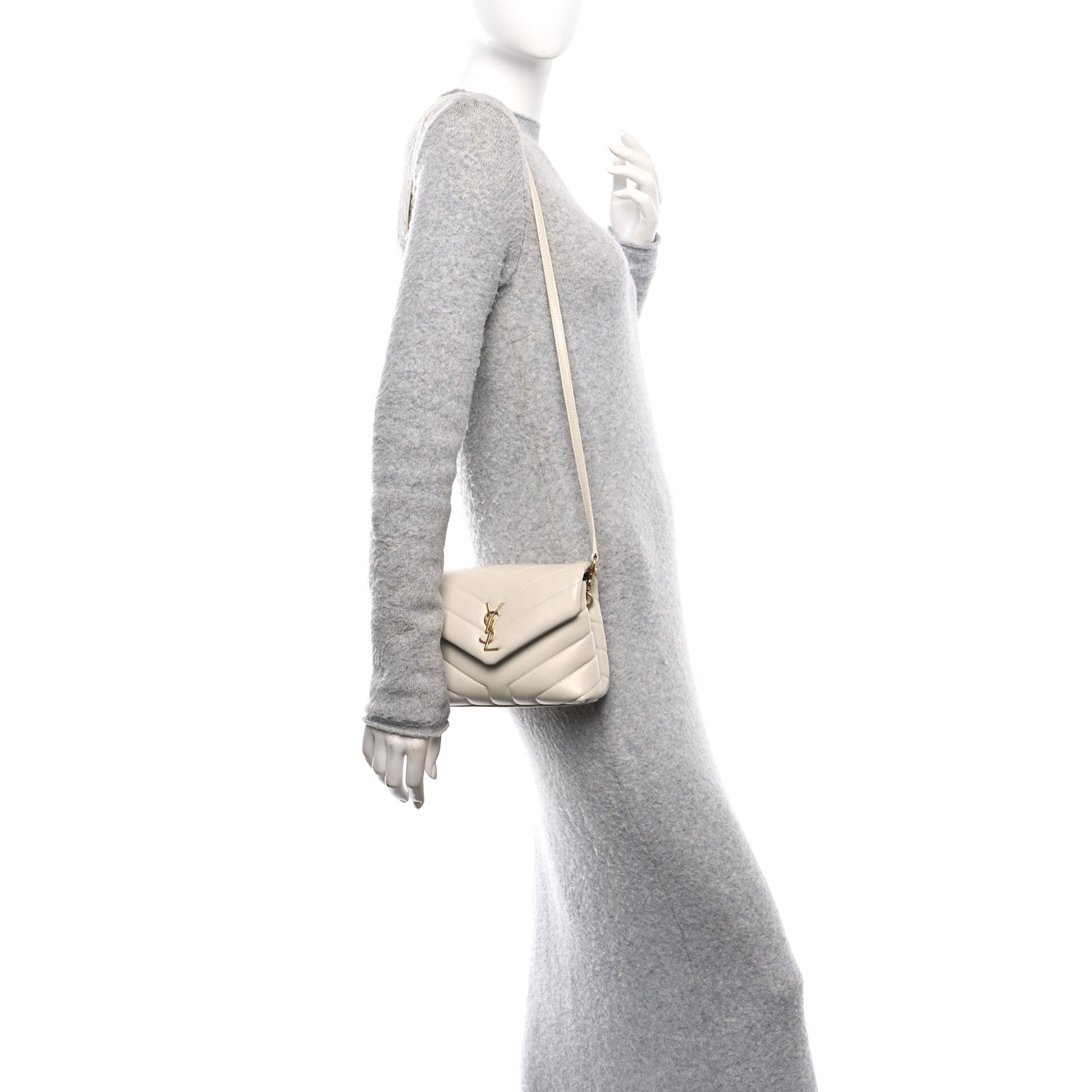 Saint Laurent Calfskin Y Quilted Monogram Toy Loulou Crossbody Bag Blanc Vintage 2 of 10