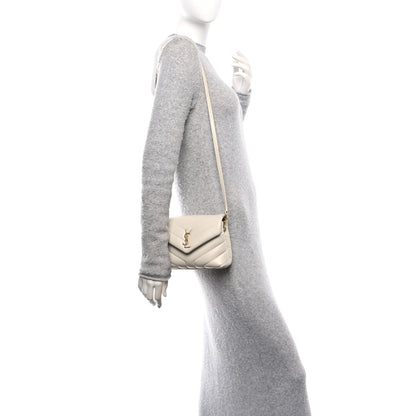 Saint Laurent Calfskin Y Quilted Monogram Toy Loulou Crossbody Bag Blanc Vintage 2 of 10
