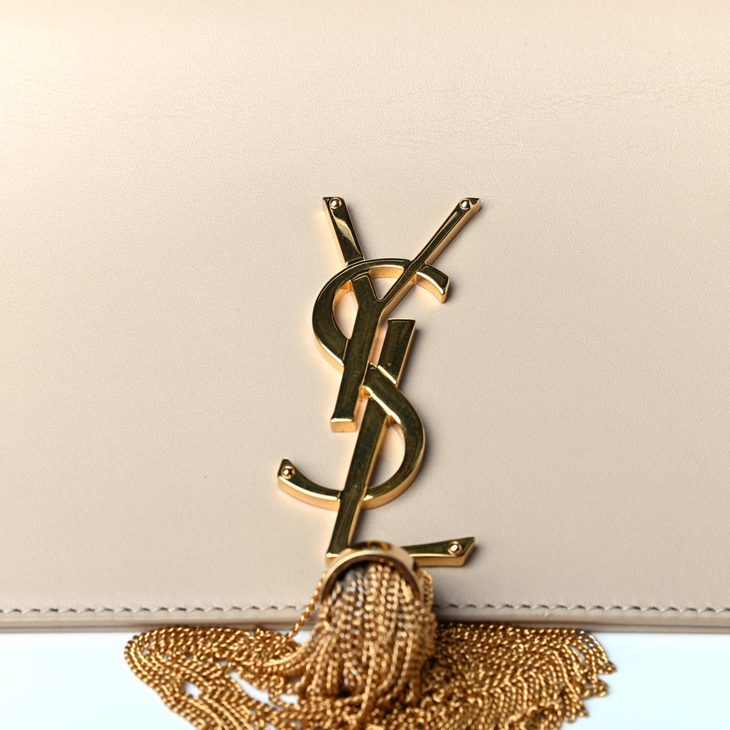 Smooth Calfskin Medium Classic Monogram Kate Tassel Satchel Sea Salt