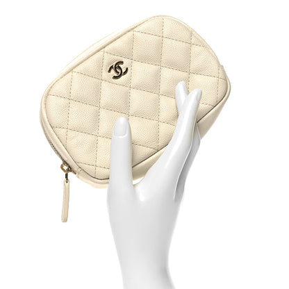 Chanel Caviar Quilted Small Curvy Pouch Cosmetic Case White 2 of 10