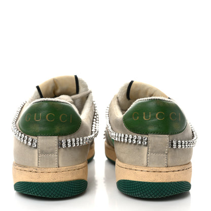 Gucci Nubuck Calfskin Web Removable Crystals Womens Screener Sneakers 40 Dusty Milk New Mystic White 5 of 9