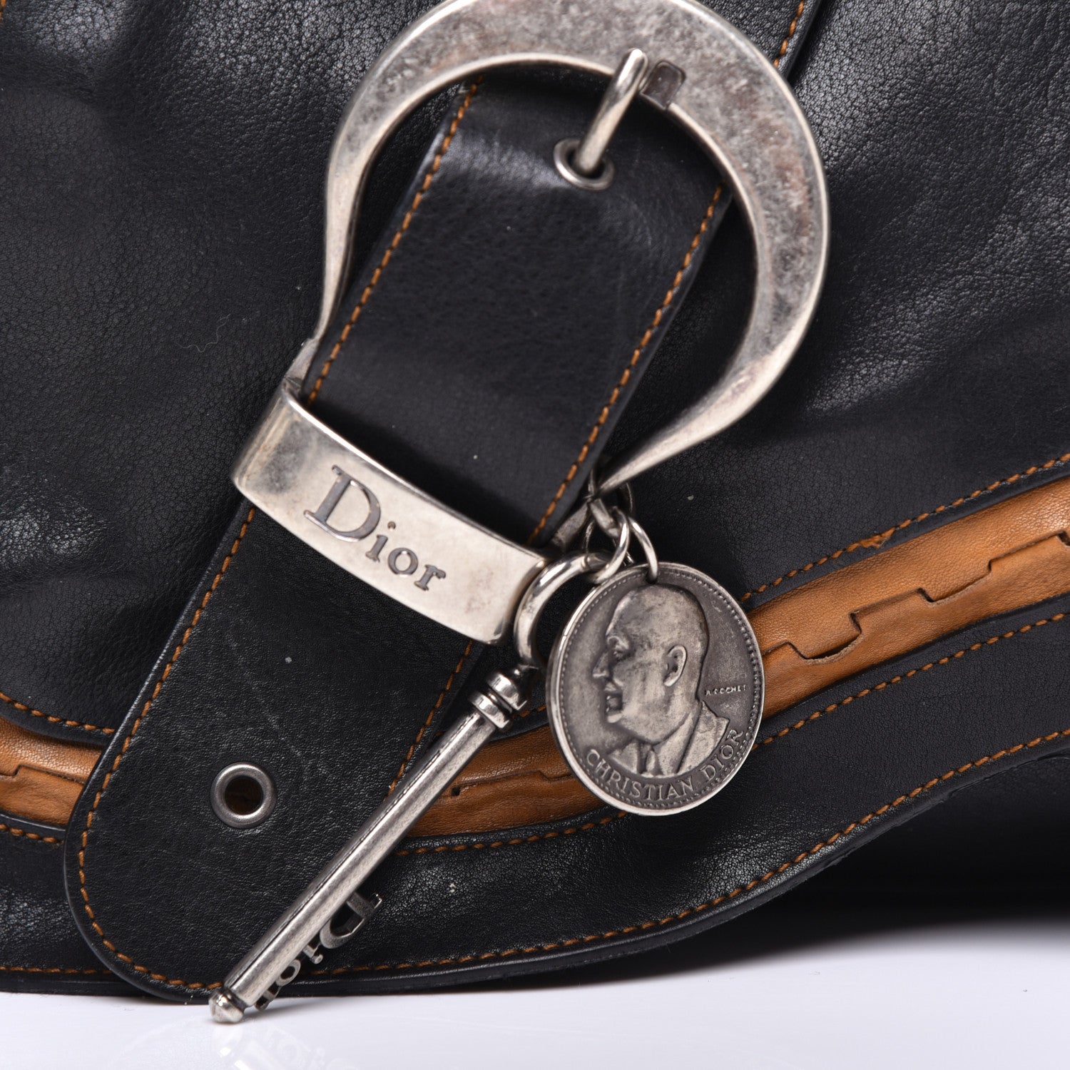 Christian Dior Calfskin Medium Gaucho Double Saddle Bag Black 10 of 10